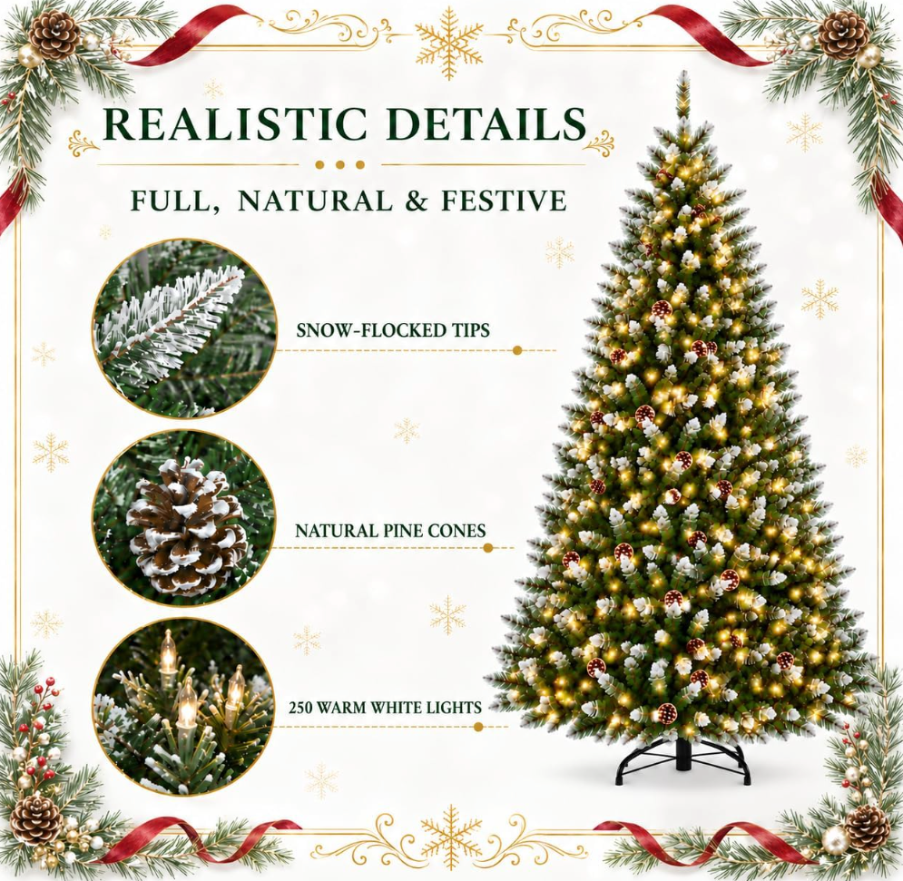 The Snowpine™ Pre-Lit Pinecone Christmas Tree