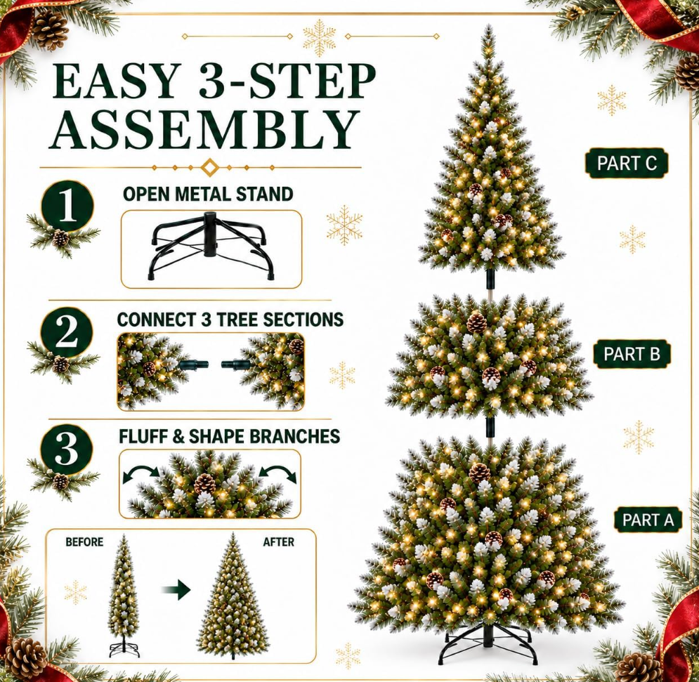 The Snowpine™ Pre-Lit Pinecone Christmas Tree