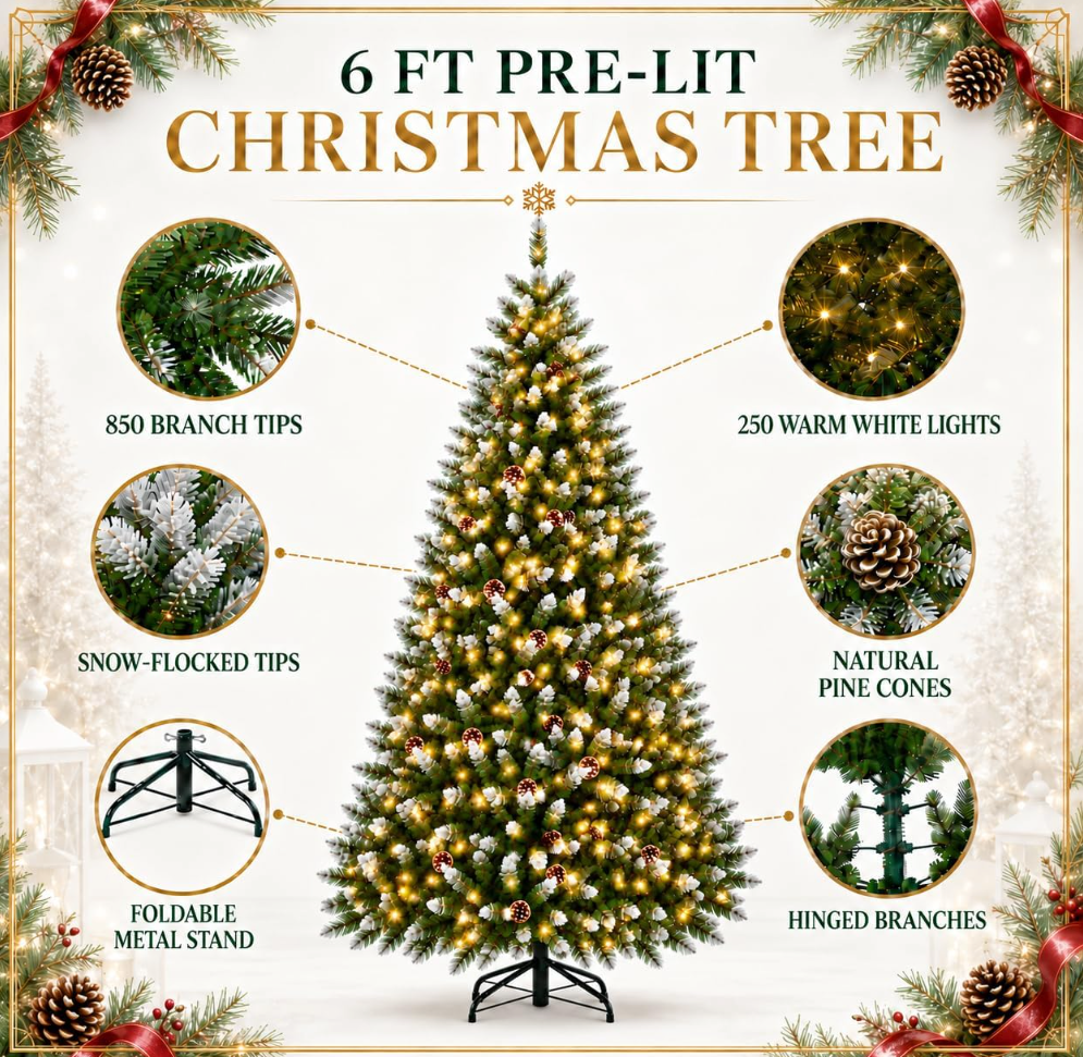 The Snowpine™ Pre-Lit Pinecone Christmas Tree