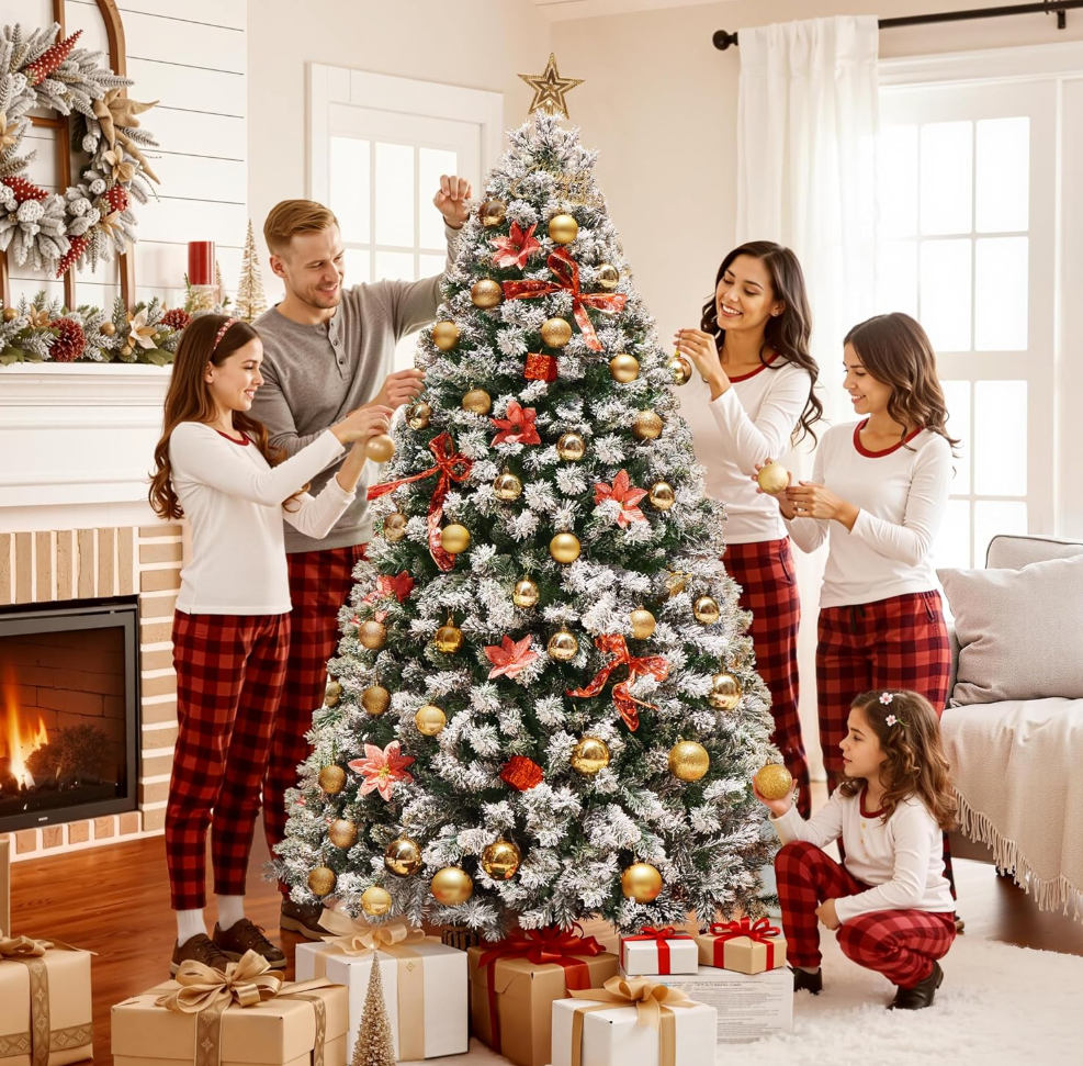 The Frostelle™ Snow-Flocked Pre-Lit Christmas Tree