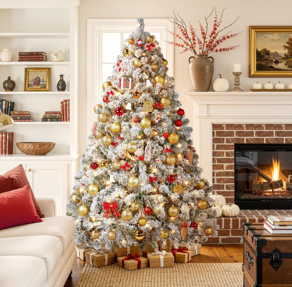 The Frostelle™ Snow-Flocked Pre-Lit Christmas Tree