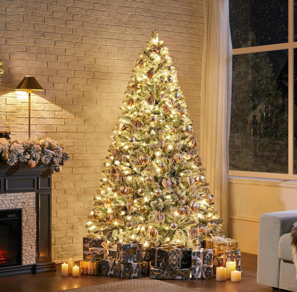 The Frostelle™ Snow-Flocked Pre-Lit Christmas Tree