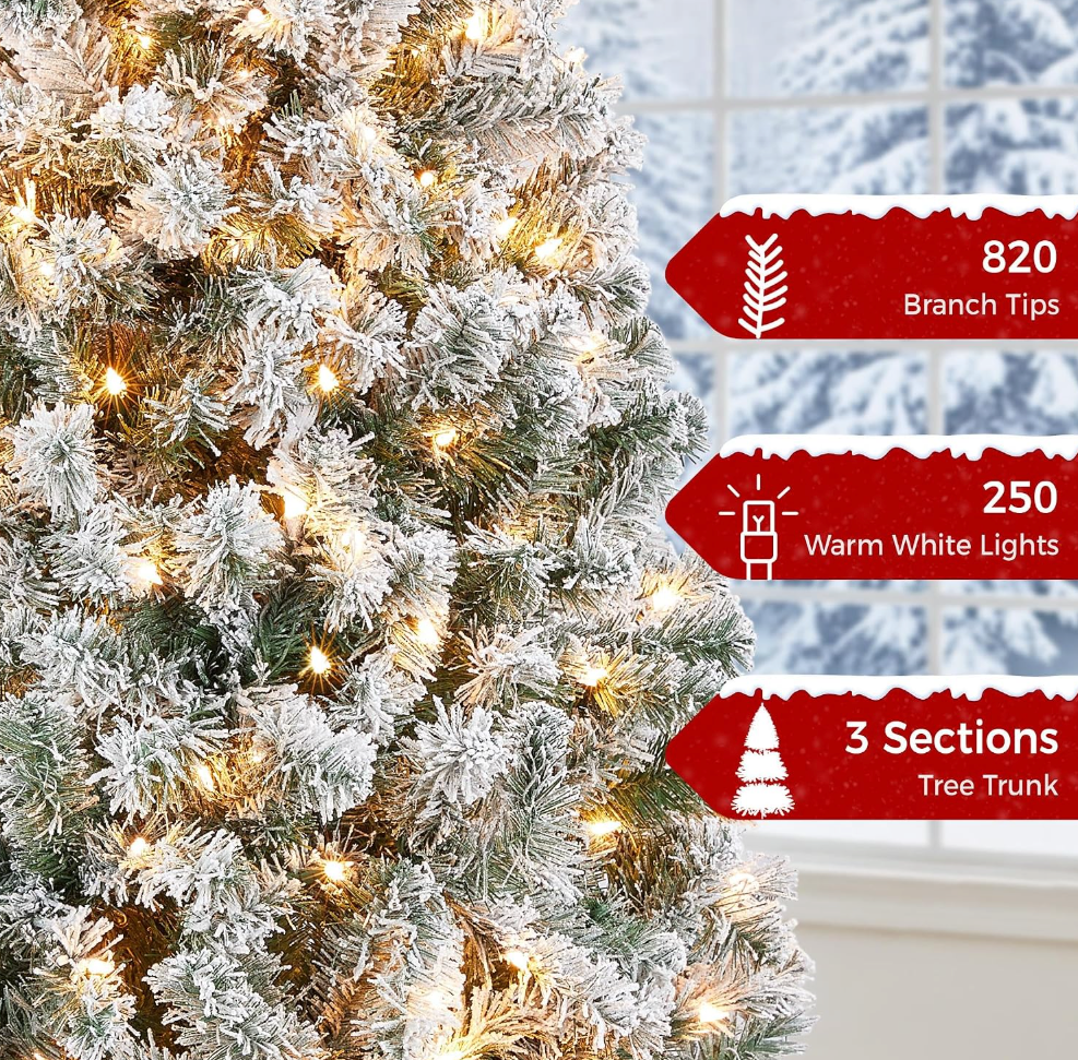 The Frostelle™ Snow-Flocked Pre-Lit Christmas Tree