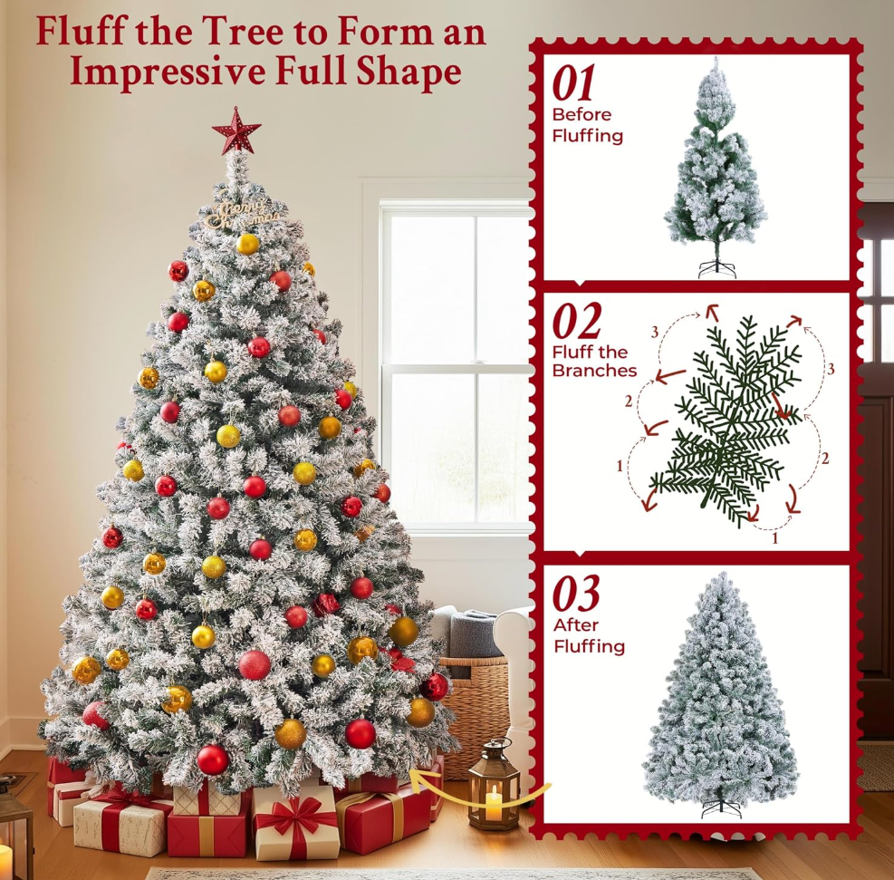 The Frostelle™ Snow-Flocked Pre-Lit Christmas Tree