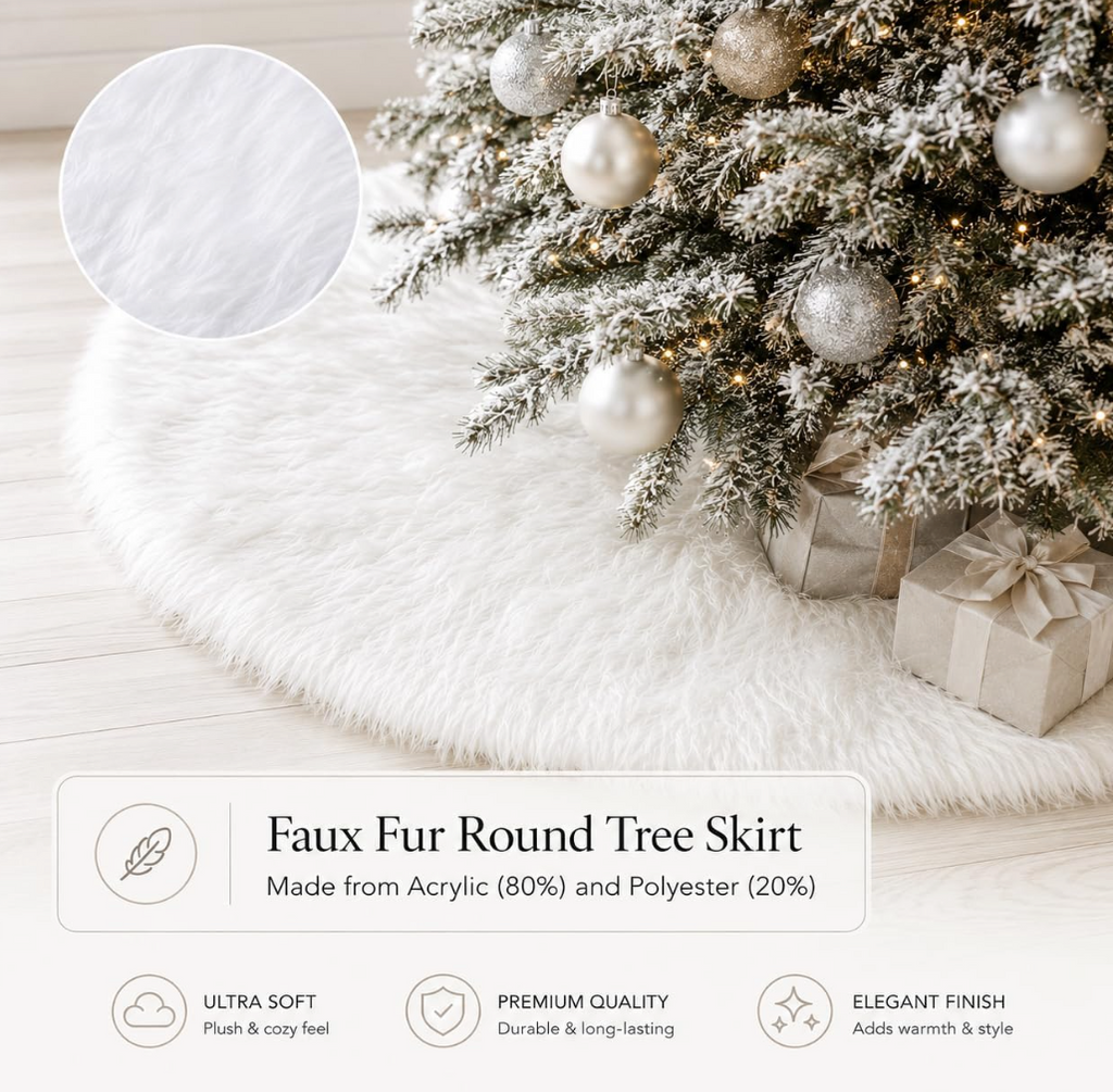 The Snowfall Luxe™ Faux Fur Christmas Tree Skirt