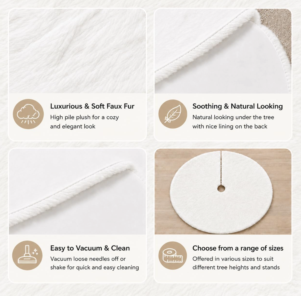 The Snowfall Luxe™ Faux Fur Christmas Tree Skirt