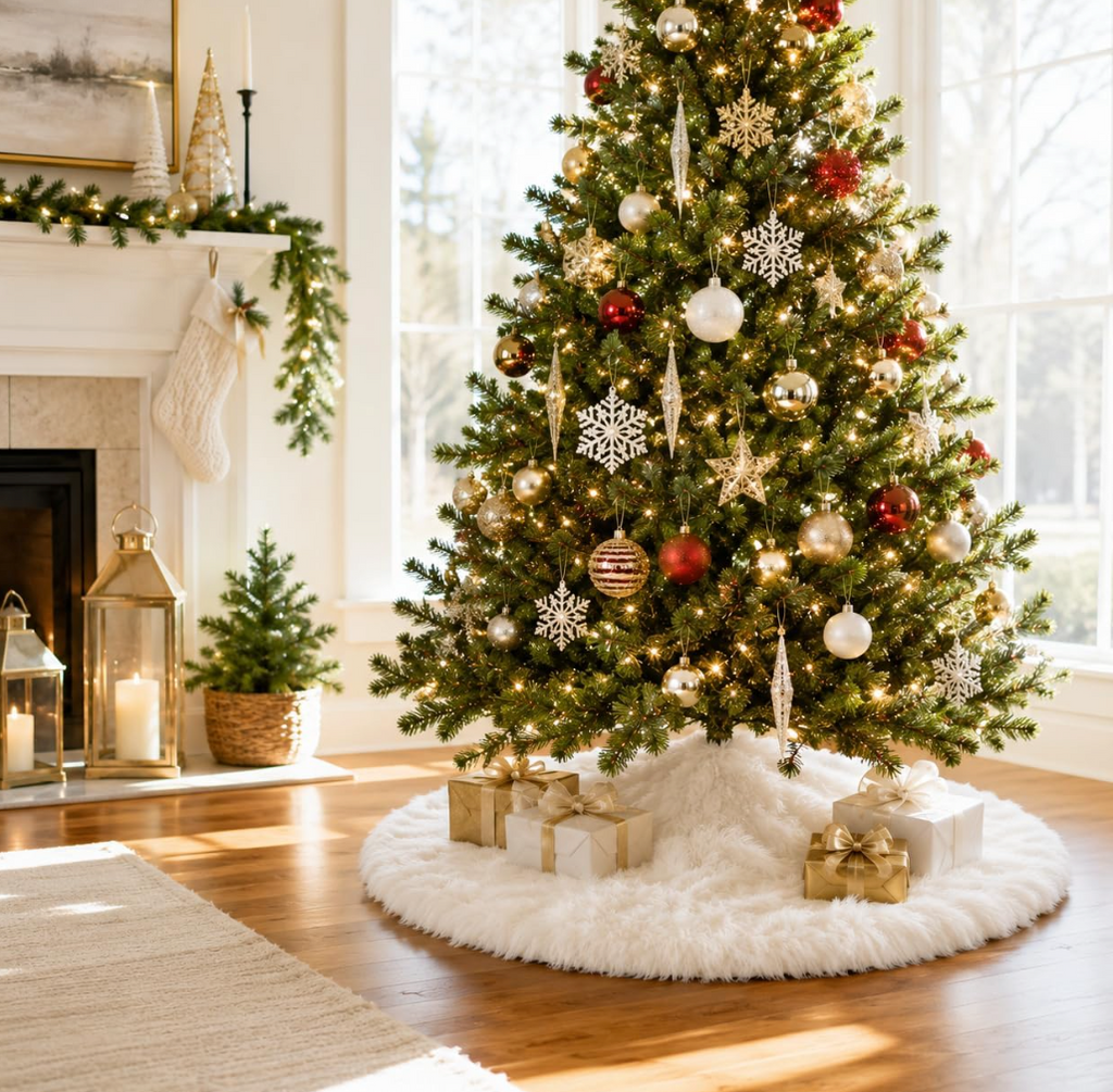The Snowfall Luxe™ Faux Fur Christmas Tree Skirt