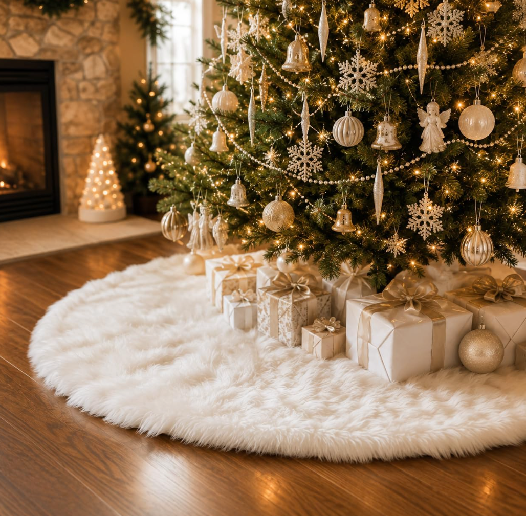The Snowfall Luxe™ Faux Fur Christmas Tree Skirt