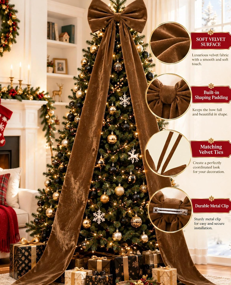 The Velvet Royale™ Oversized Christmas Tree Topper Bow
