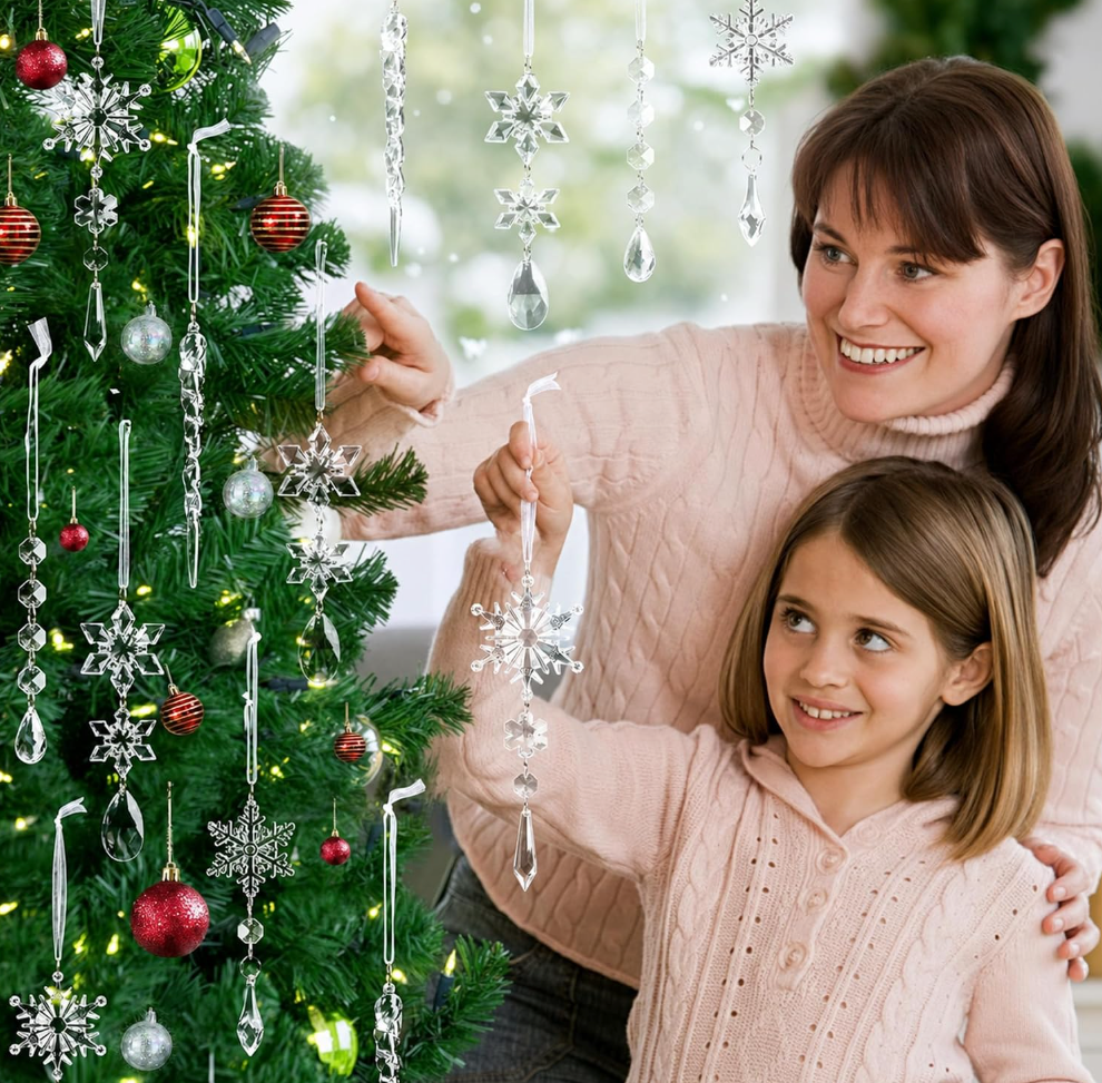 The Winterglow™ 18-Piece Crystal Snowflake & Icicle Ornament Collection