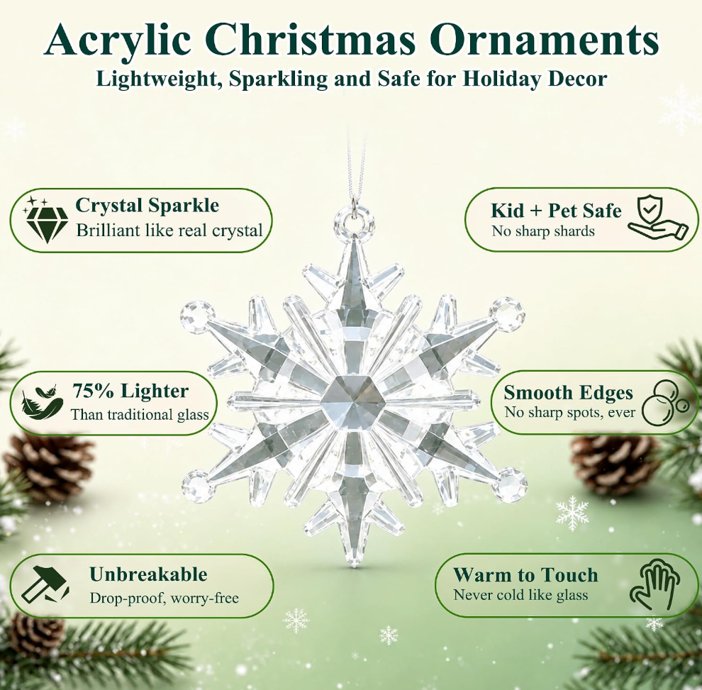 The Winterglow™ 18-Piece Crystal Snowflake & Icicle Ornament Collection