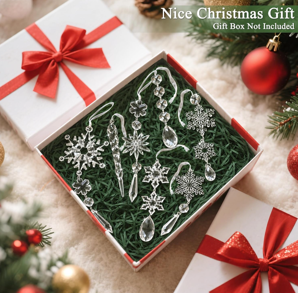 The Winterglow™ 18-Piece Crystal Snowflake & Icicle Ornament Collection