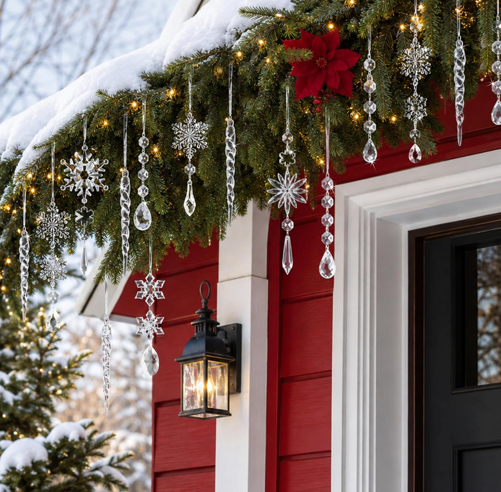 The Winterglow™ 18-Piece Crystal Snowflake & Icicle Ornament Collection