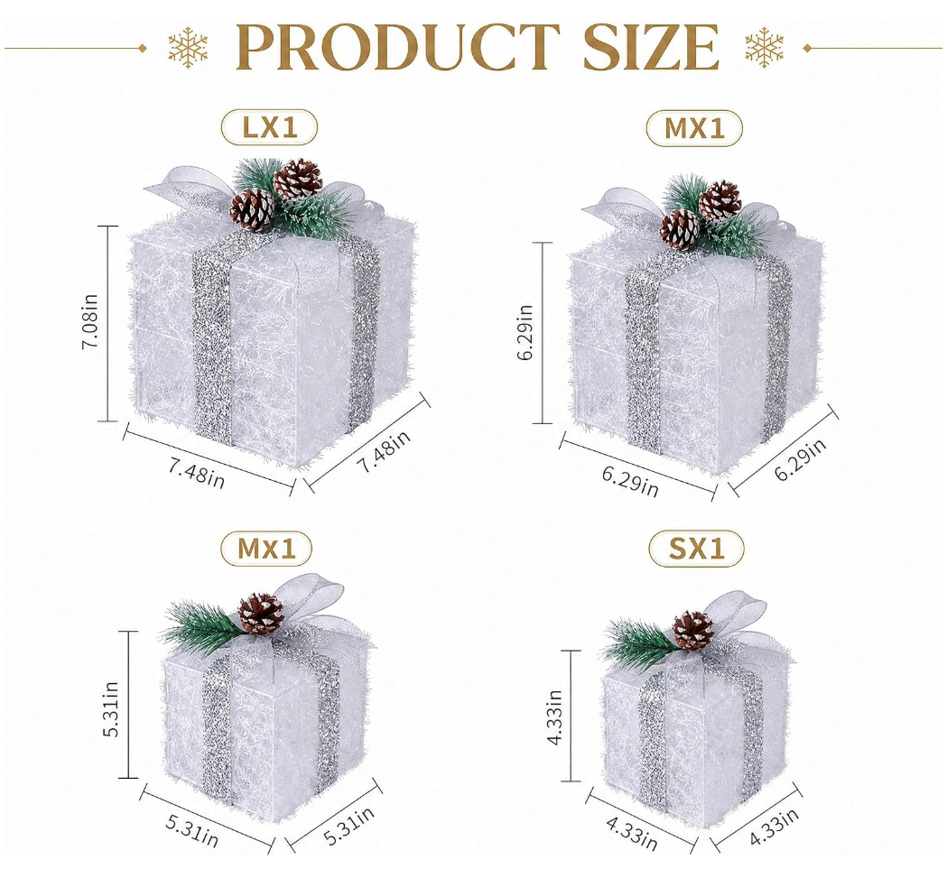 The Lumière™ 4-Piece Illuminated Christmas Gift Box Collection