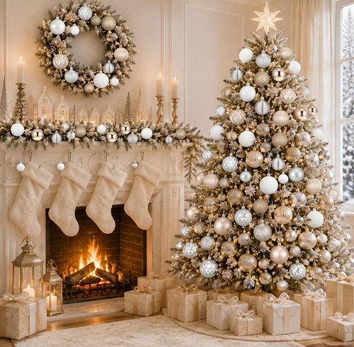The Champagne Étoile™ 64-Piece Christmas Ornament Collection
