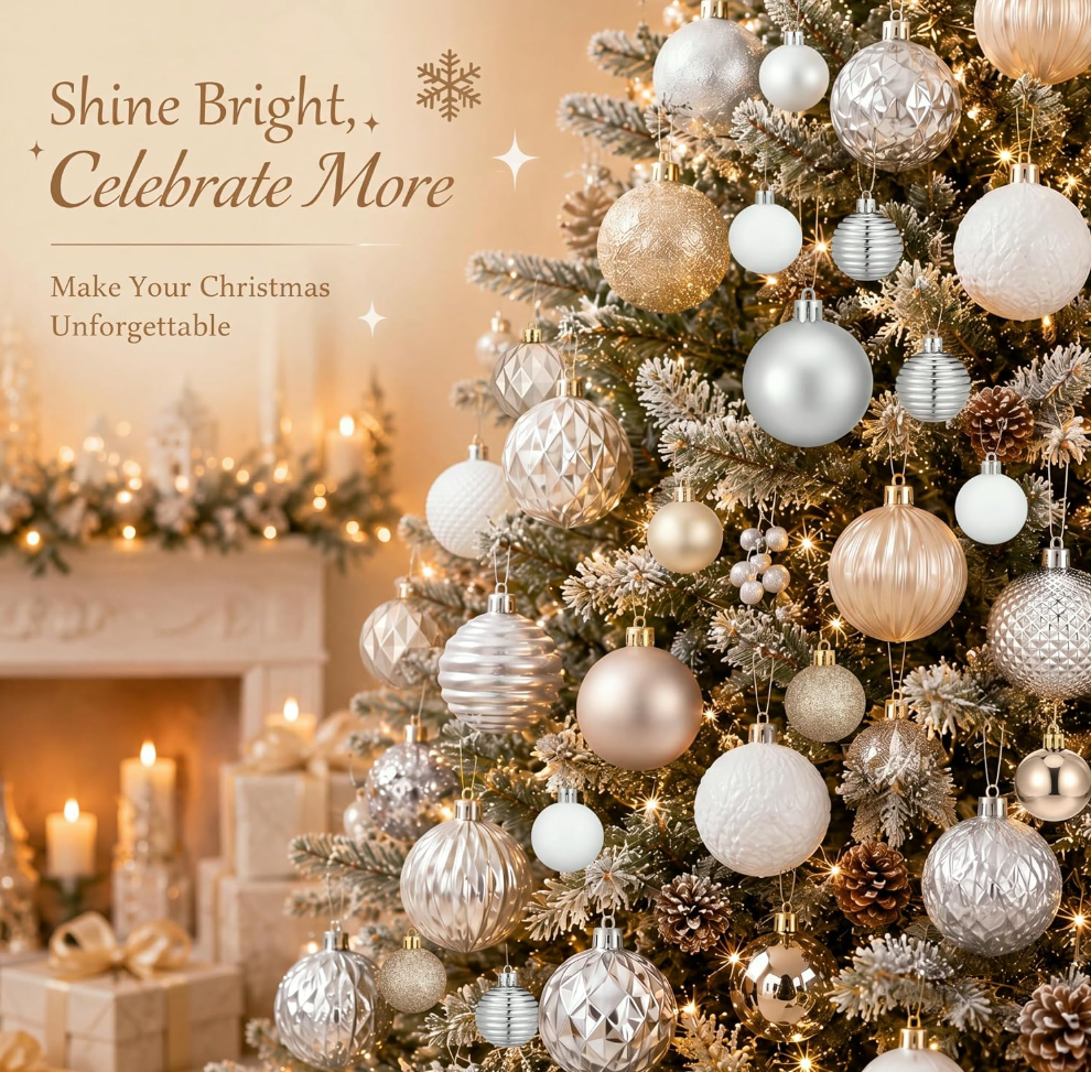 The Champagne Étoile™ 64-Piece Christmas Ornament Collection