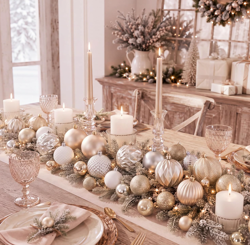 The Champagne Étoile™ 64-Piece Christmas Ornament Collection