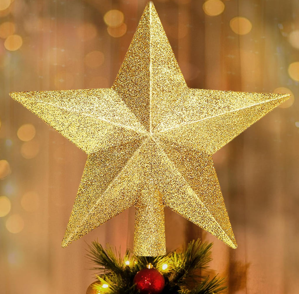 The Golden Étoile™ Glitter Christmas Tree Topper Star