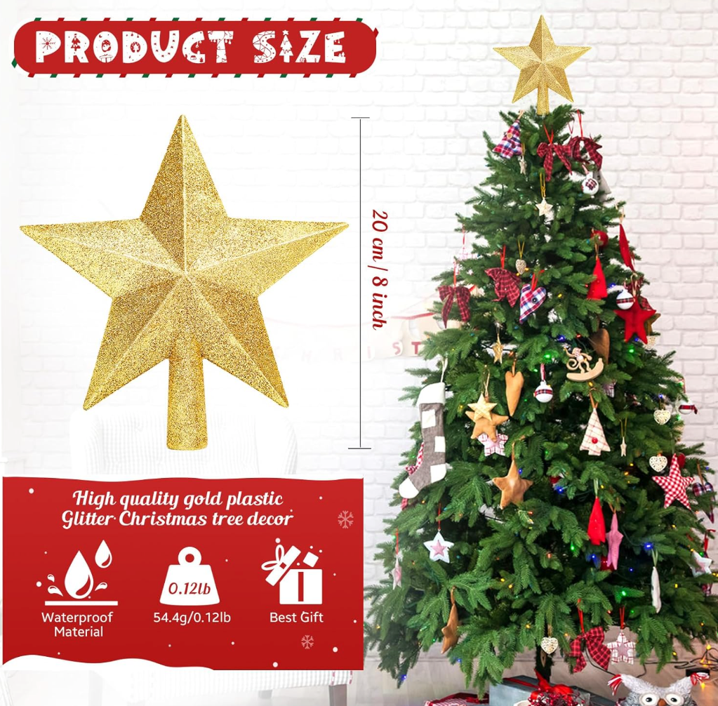 The Golden Étoile™ Glitter Christmas Tree Topper Star