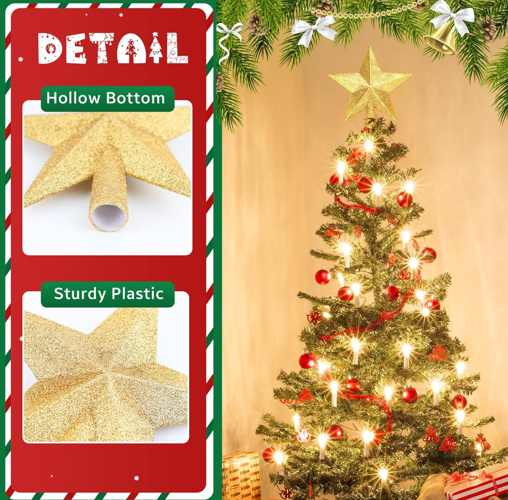 The Golden Étoile™ Glitter Christmas Tree Topper Star