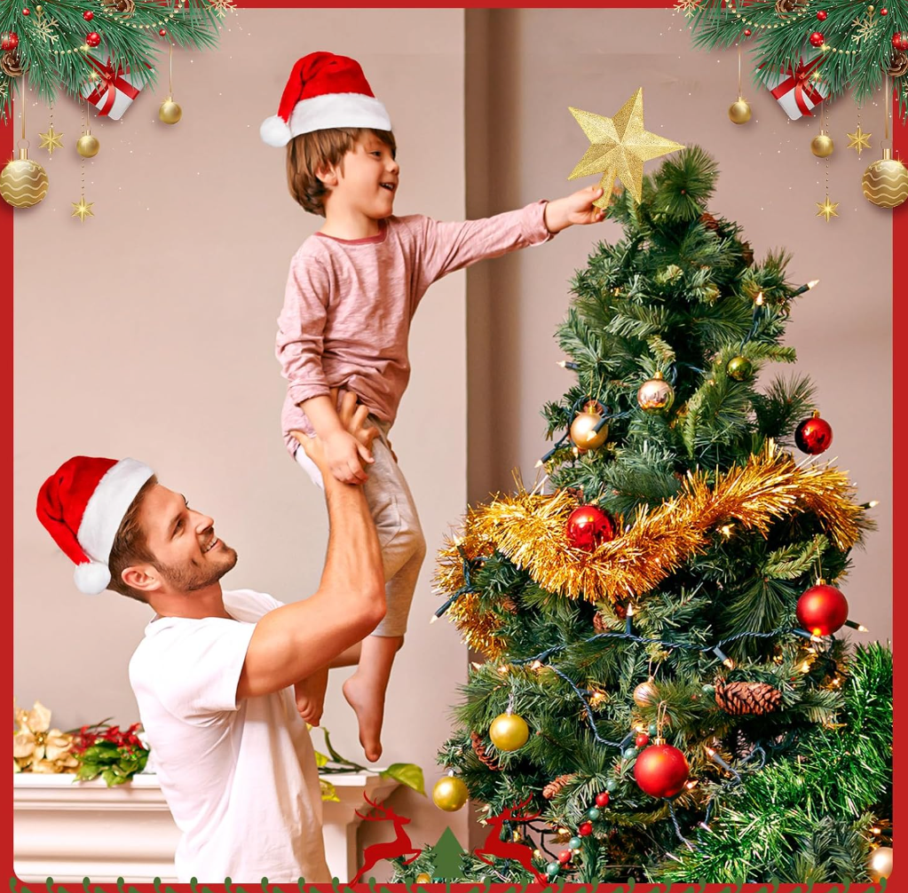 The Golden Étoile™ Glitter Christmas Tree Topper Star