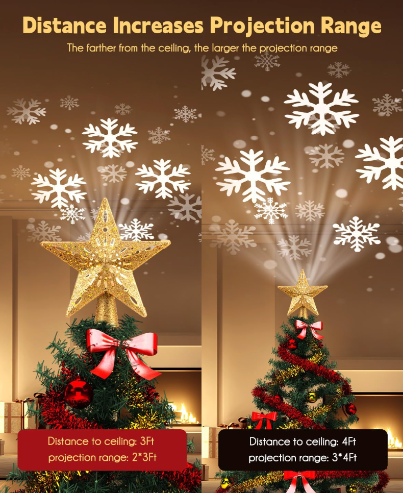 The Celestial Glow™ Snowflake Projector Christmas Tree Topper
