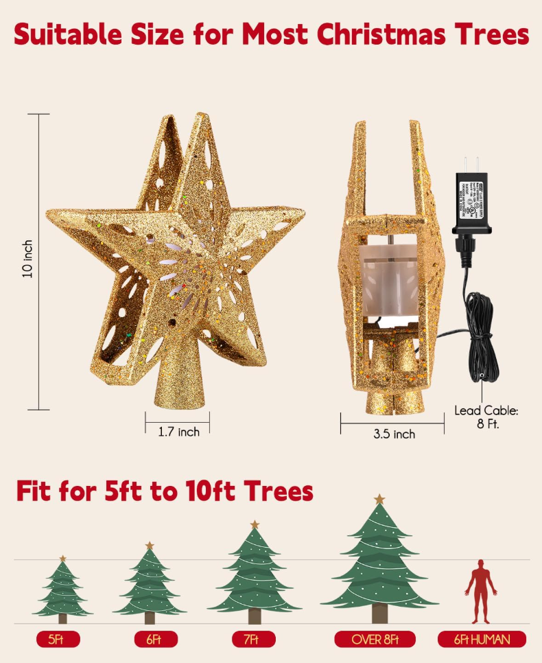 The Celestial Glow™ Snowflake Projector Christmas Tree Topper