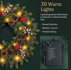 The Holly Royale™ 26" Pre-Lit Christmas Wreath