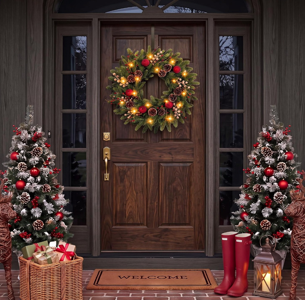 The Holly Royale™ 26" Pre-Lit Christmas Wreath