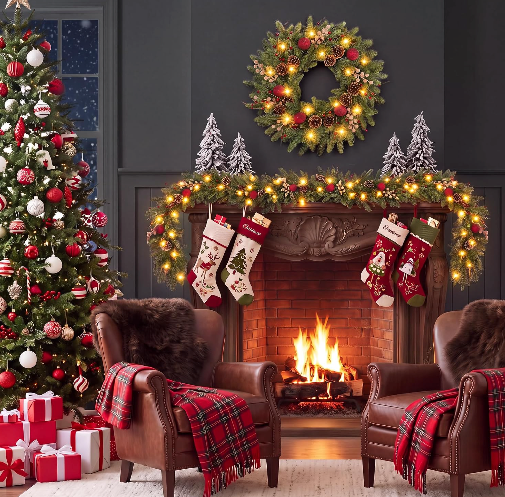 The Holly Royale™ 26" Pre-Lit Christmas Wreath