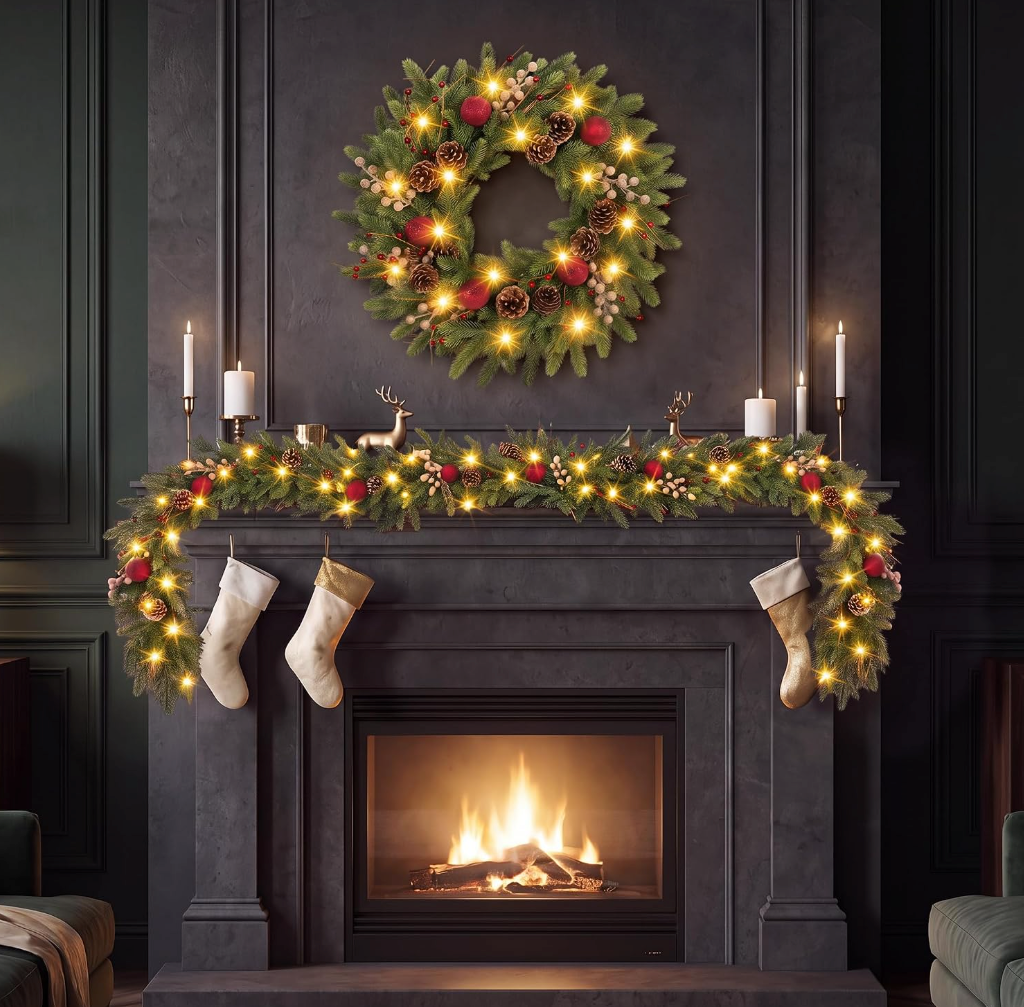 The Holly Royale™ 26" Pre-Lit Christmas Wreath